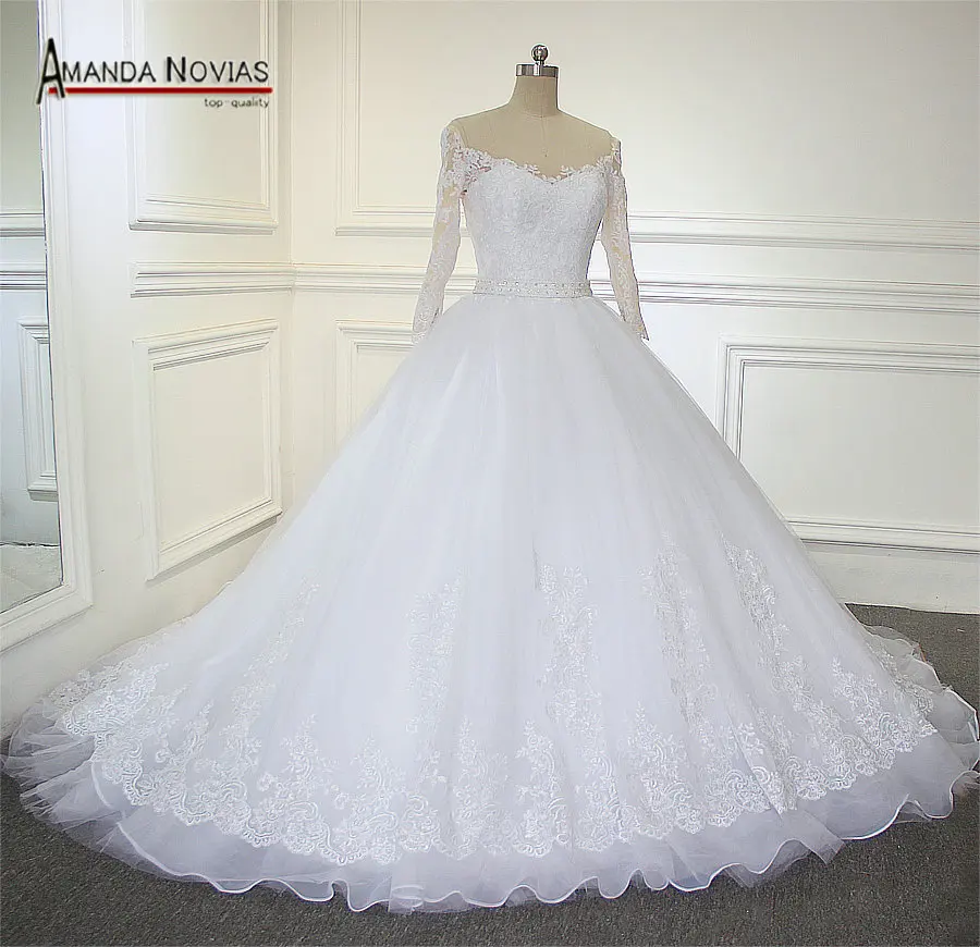 Простые но элегантные настоящие Свадебные платья Amanda Novias с поясом из бисера 2019|real