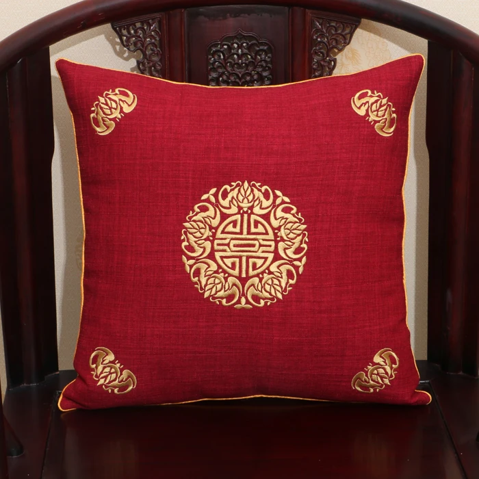 

Chinese Embroidered Retro Decorative Back Cushions 40x60 30x42cm Sofa Chair Car Cotton Linen Lumbar Pillow 50x50 60x60CM