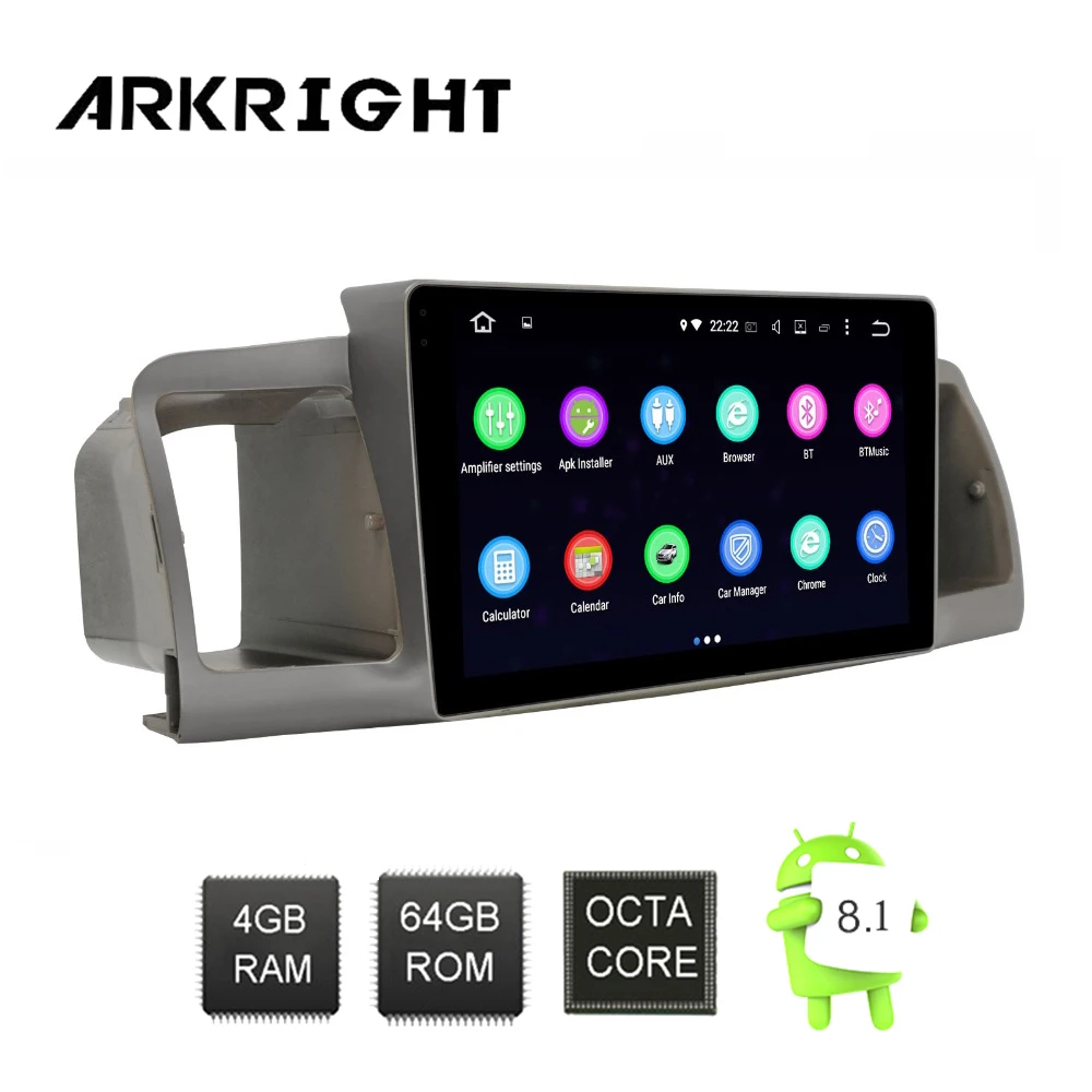 ARKRIGHT 10,1 ''2 DIN автомагнитола gps Android 8,1 ips экран стерео для Toyota Corolla E120 2003-2011 мультимедийный плеер DSP