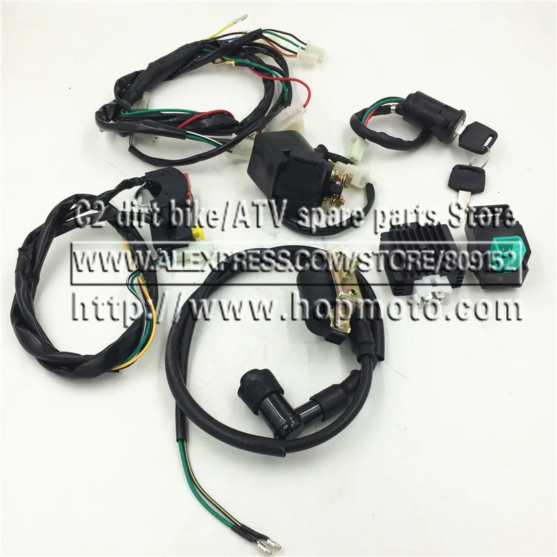 Полный DC 90CC 110CC 125CC 140CC 150CC Kick + Электрический старт двигателя Жгут проводов ткацкий