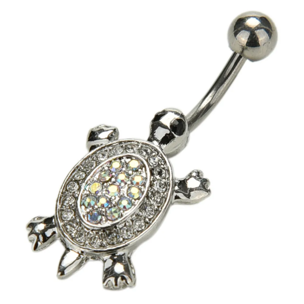 1pc New Turtle Navel Nail Cute Multicolor Body Piercing Crystal Dangle Belly Button Ring Bar Jewelry | Украшения и аксессуары