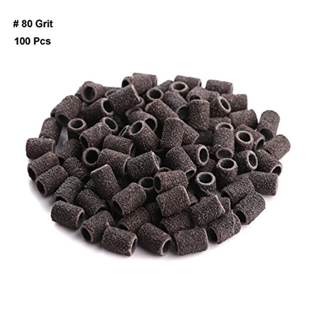 grit 80 Makartt#80#150 Grit шлифовальные ленты ногтей сверло песок группа грубая 100 шт. для акриловых ногтей маникюр педикюр F0713 - Цвет: grit 80