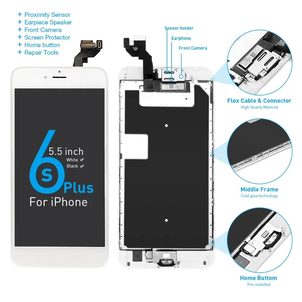 Полный комплект дисплей Pantalla для iphone 6s Plus ЖК сенсорный датчик дигитайзер в сборе