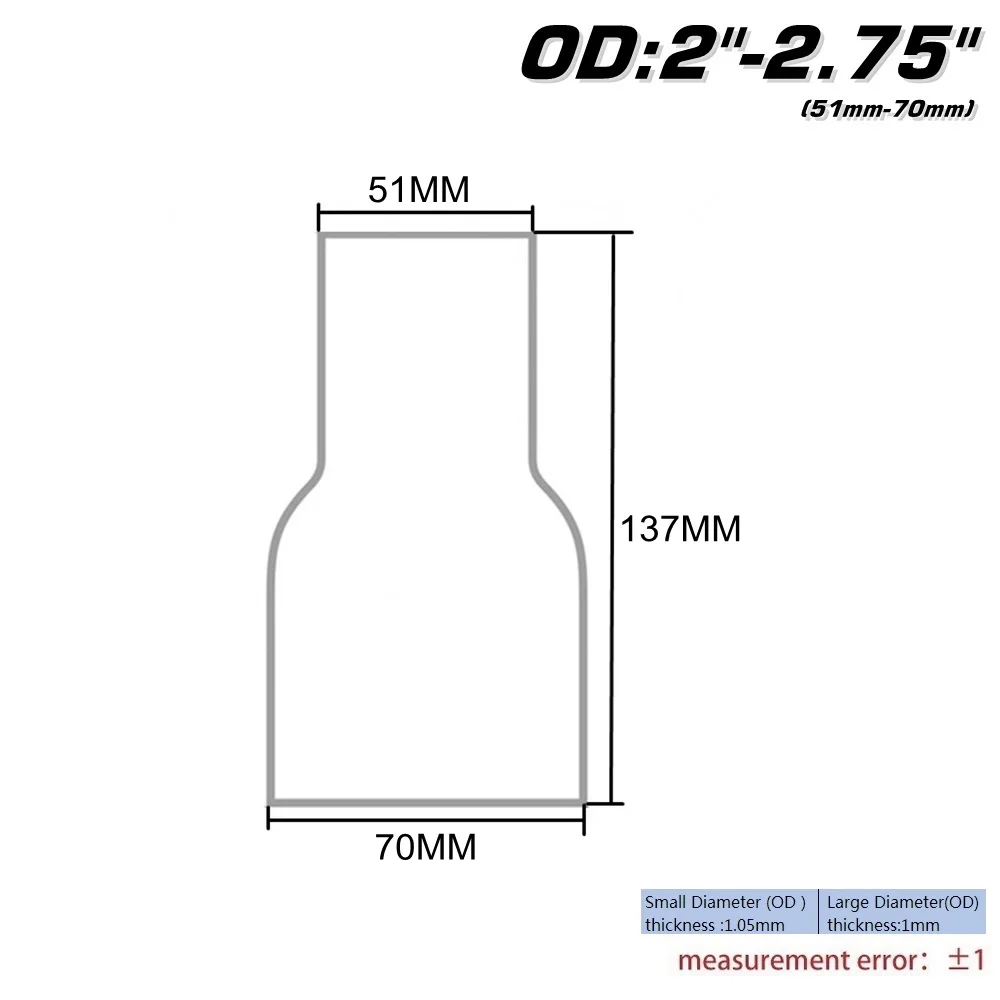 OD 51-70MM OD: " 2,25" 2,7" 3" 3," универсальная выхлопная труба для соединения компонентов TK-BJ - Цвет: OD 51-70MM