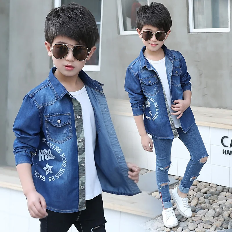 Модные детские джинсовые куртки 2019 повседневные джинсы для мальчиков верхняя