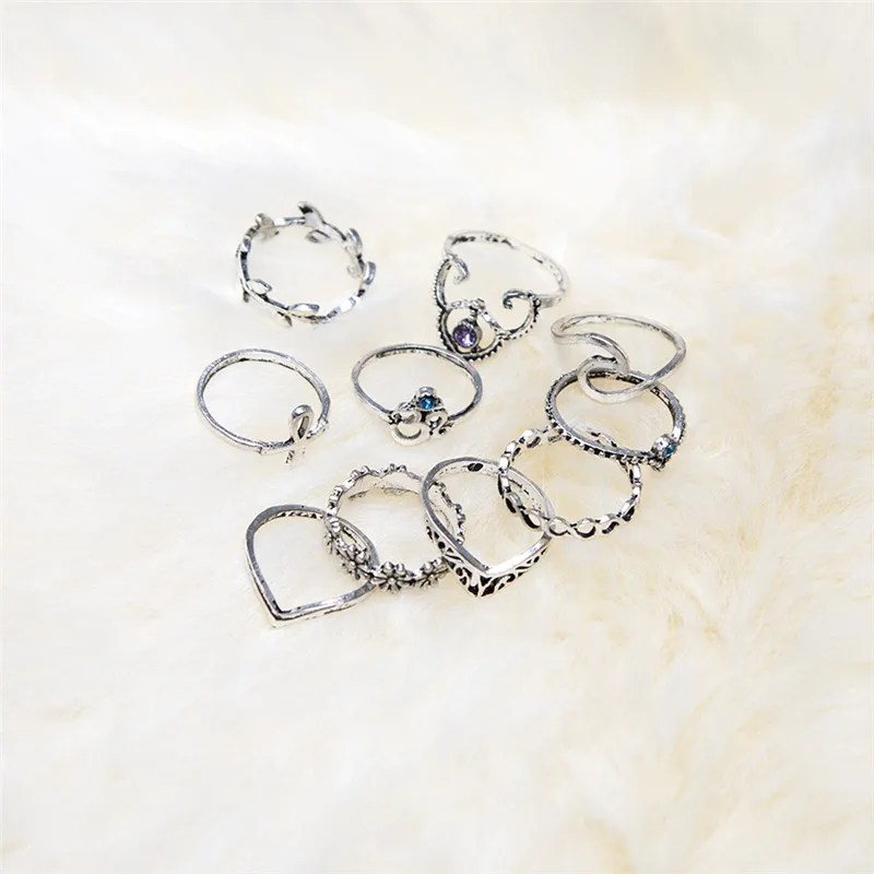 Набор женских колец в богемном стиле 10 шт. аксессуары для женщин геометрическом
