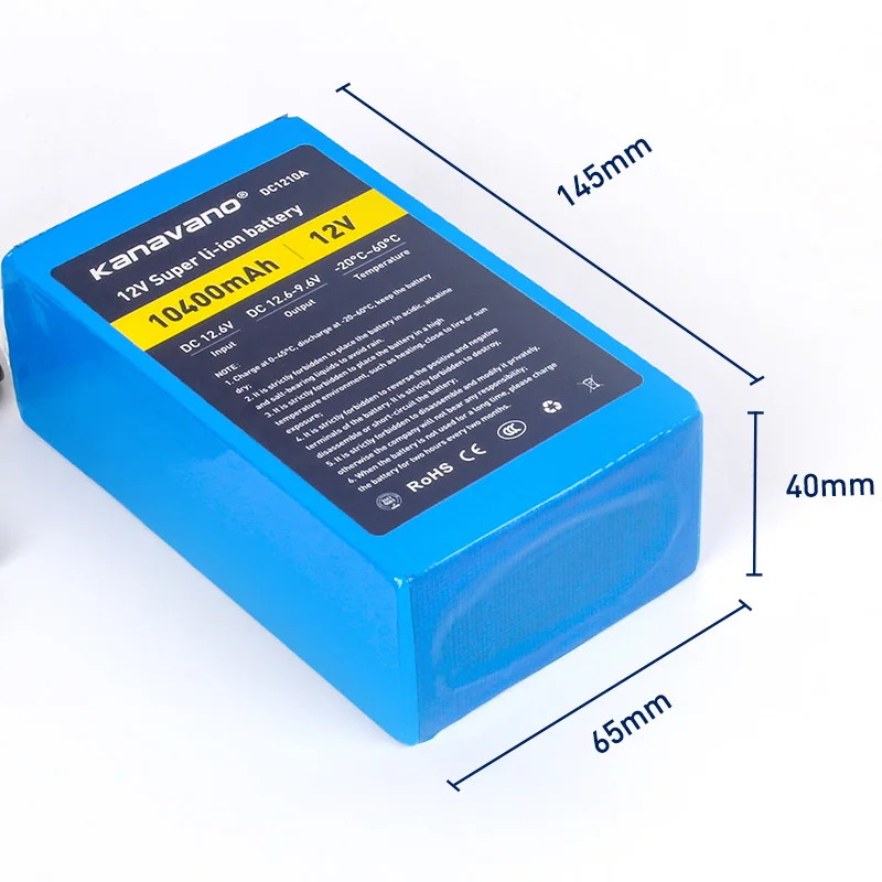 Kanavano Лучший 12v 10AH 10400mAh аккумулятор литий-ионный камеры с 12 6 V 1A зарядное