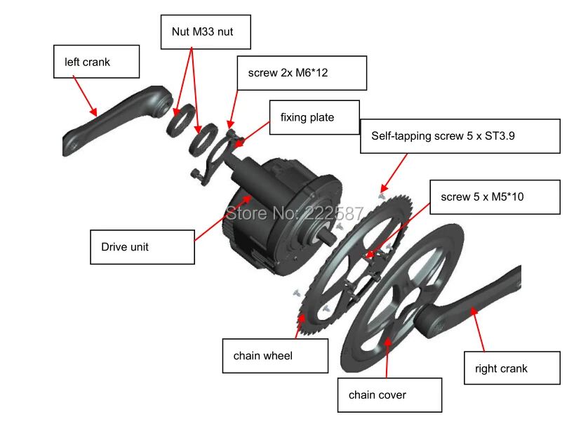 48 в 750 Вт BBS02 8fun/bafang двигатель 48V750W C961 LCD BBS-02 46T для контроллера кривошипного