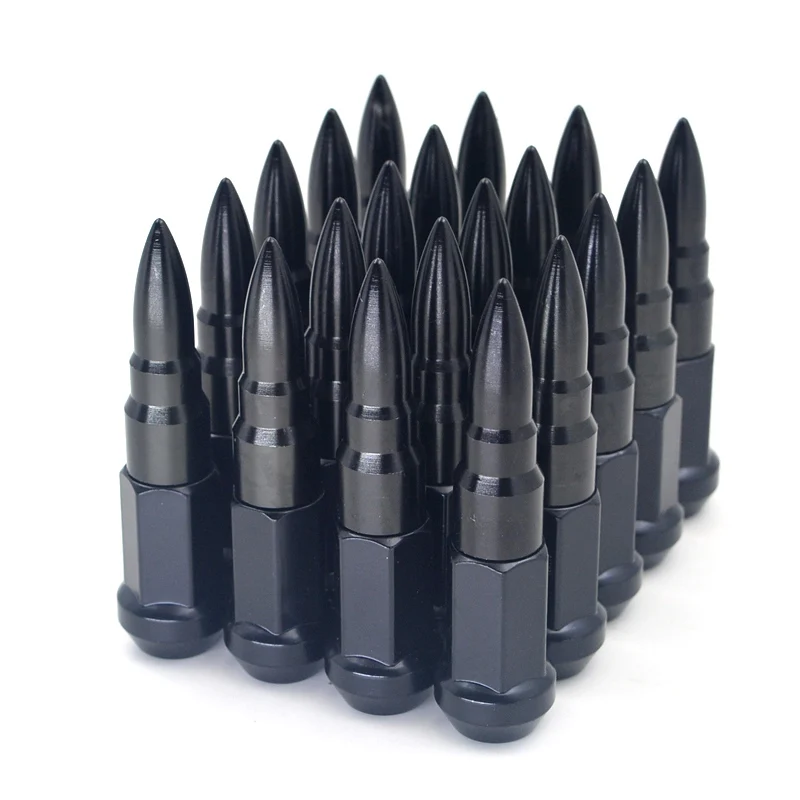 BLACK 20 шт Сталь+ Алюминий M12X1.5 M12X1.25 Тюнинг автомобилей Racing Спайк колеса Луг гайки - Название цвета: BLACK