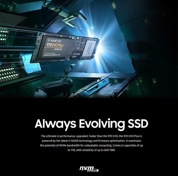 SAMSUNG SSD 1 ТБ 250GB 500GB 970 EVO Plus NVMe Внутренний твердотельный диск Жесткий диск M.2 2280 TLC PCIe Gen 3,0x4, NVMe 1,3 SSD
