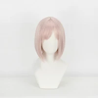 12 pink short synthetic wig fategrand order mash kyrielight demi servant shielder cosplay wig heat resistance fiber wig cap