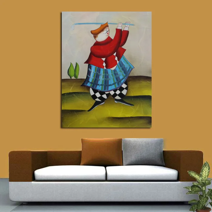 

high skill aritist Handpainted Art Abstract Golf Playing Oil Paintings Canvas Wall Sticker Abstract Wall Picture for Home Decor