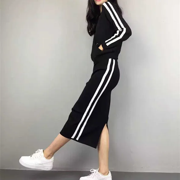 Женские наборы 2017 Модные Повседневные костюмы с толстовкой юбками Дамский