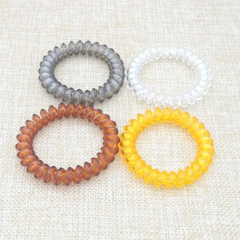 

Lots 4 Pcs 4 Color Size 5CM Transparent Bands Elastic Rubber Telephone Wire Ties & Plastic Rope Hair Accessory