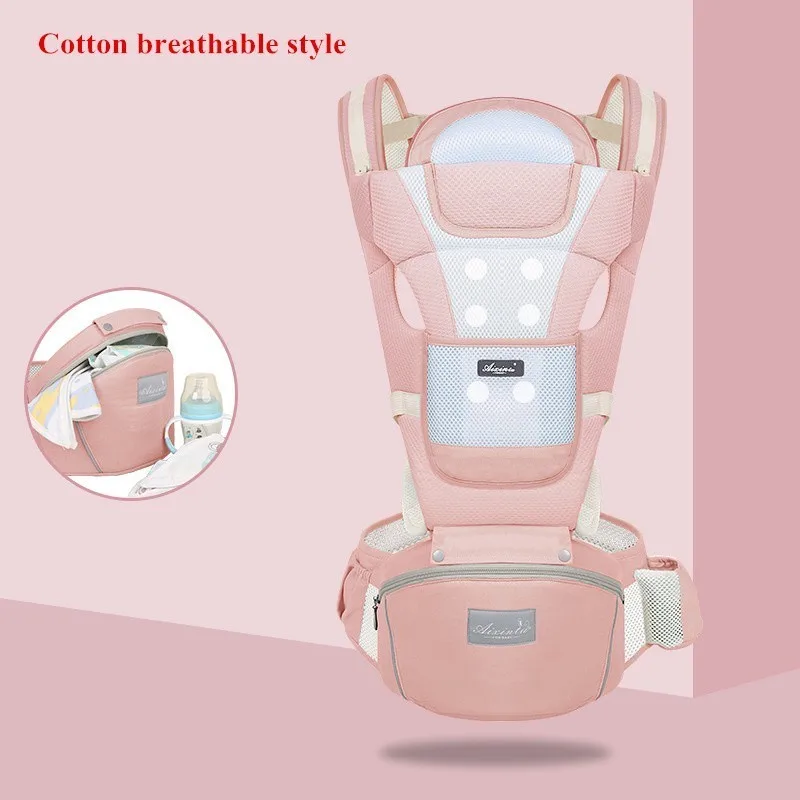 Breathable pink Эргономичная переноска для новорожденных, рюкзак для младенцев, слинг-кенгуру с передним бортиком для путешествий 0-36 месяцев - Цвет: Breathable pink