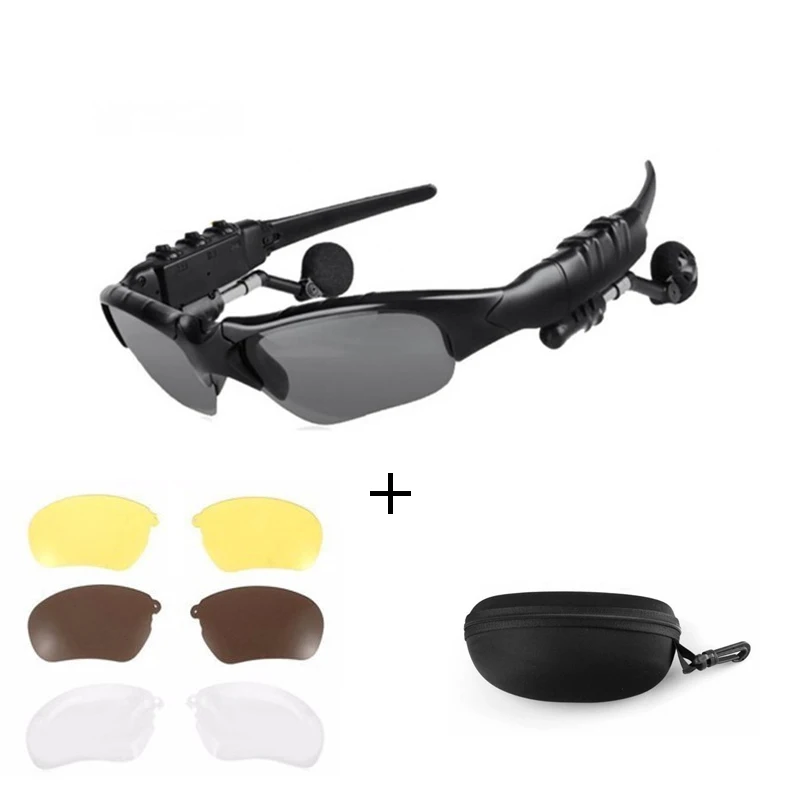 Black and 3 glassses Велосипедные солнцезащитные очки без бордюров для верховой езды, Bluetooth наушники, умные очки для спорта на открытом воздухе, беспроводные велосипедные солнцезащитные очки с наушниками с микрофоном - Цвет: Black and 3 glassses