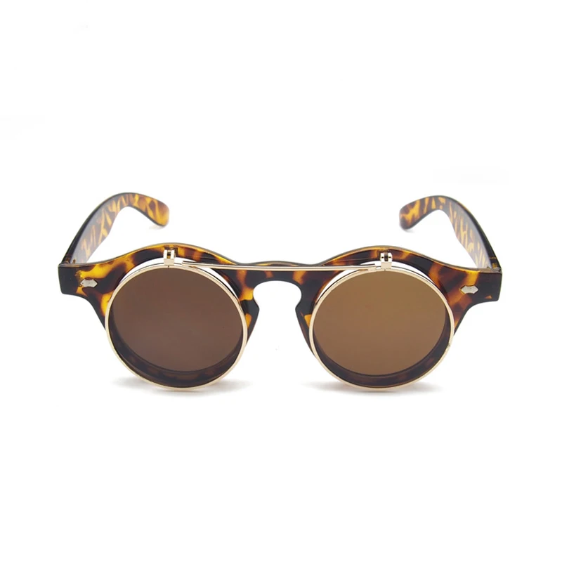 

MXDMY New Arrival Steampunk Sunglasses Women Men Square Double Flip Lens Cover Punk Sun Glasses Clear HD Gradient Shades