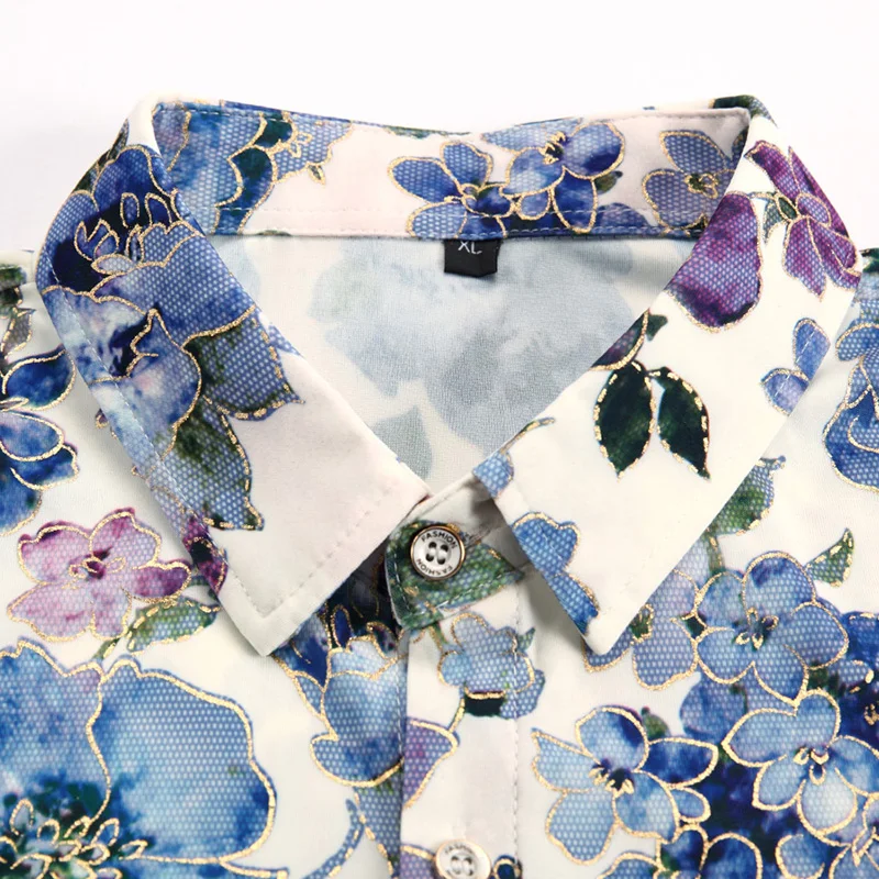 2018 Мужская Рубашка летняя новая модная рубашка с цветочным принтом коротким