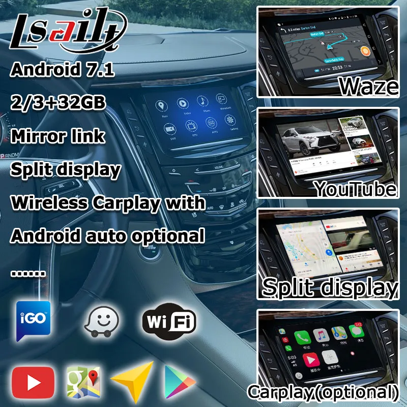 Android gps навигационная коробка для Cadillac Escalade и т. д. видео интерфейс mylink CUE intellilink система с беспроводной Carplay