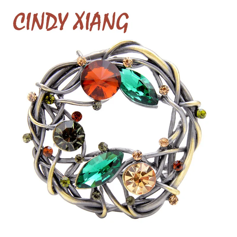 Женская брошь в форме венка CINDY XIANG осенняя Винтажная с кристаллами 2019|Броши| |