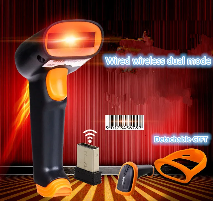 Wireless Barcode Scanner 2000mAh Bar Code Reader 2.4G up to 50m Laser One dimension code Wireless/Wired For Windows PC |