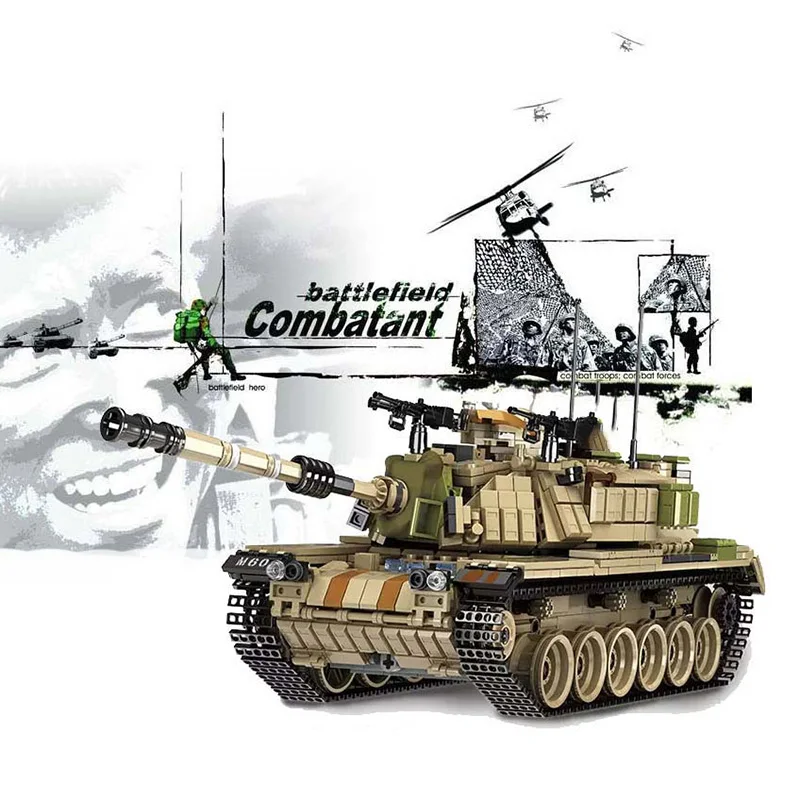1753 + шт военный большой Танк Panzer M60 строительные блоки трансформеры игрушки
