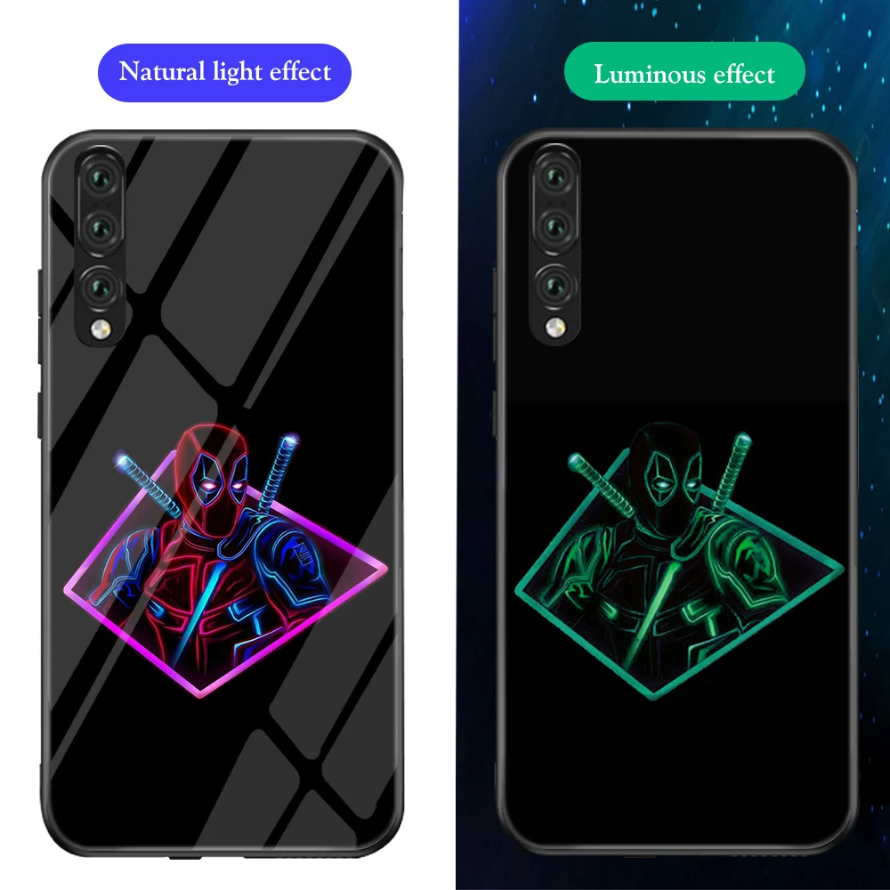 10 Ciciber Марвел Железный человек для huawei P30 P20 mate 20 Lite Pro светящиеся чехлы из закаленного стекла для Honor 10 Lite Чехол Дэдпул - Цвет: 10