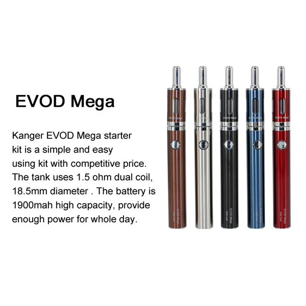 Оригинальный kangertech Evod Mega комплект 2 5 мл и 1900 мАч батарея с Micro USB кабель Мега