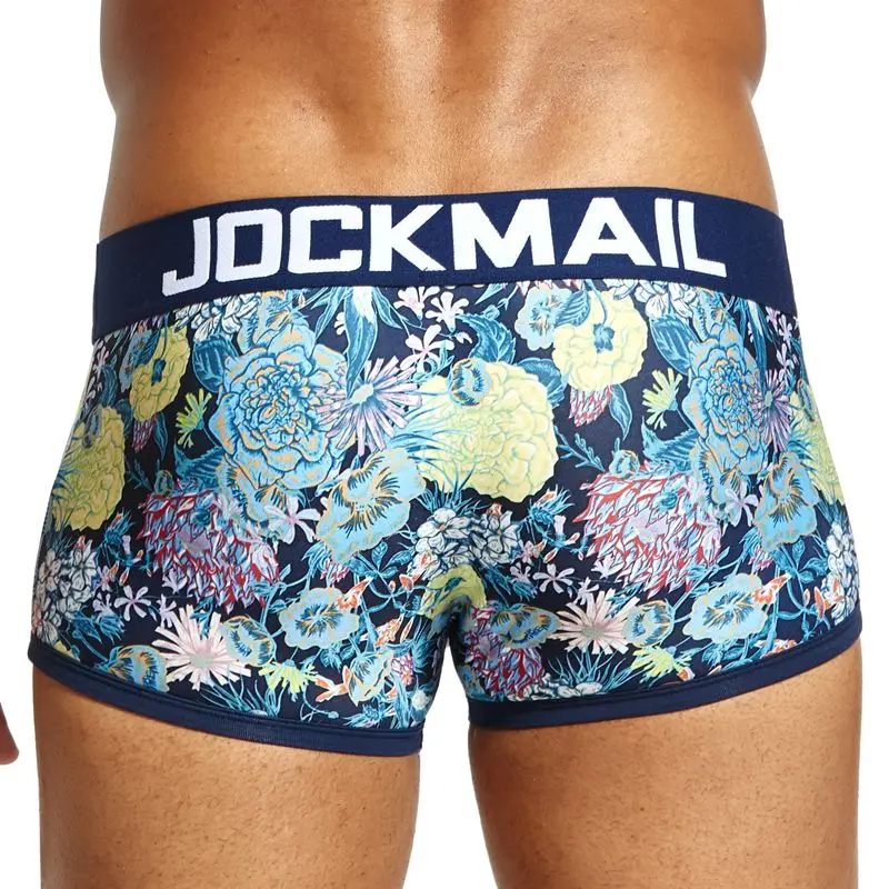 JOCKMAIL Брендовое Мужское нижнее белье боксеры цветочный принт calzoncillos hombre calcinha cueca боксеры masculina Трусики Шорты Гей Нижнее белье