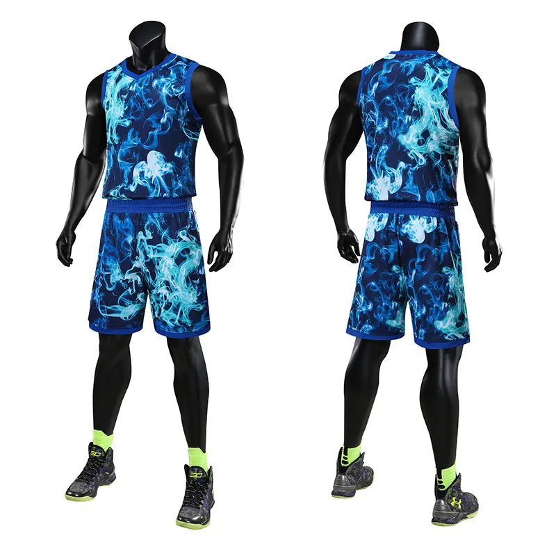 JL1707 color blue Высококачественные мужские баскетбольные майки из Джерси наборы пустая школьная спортивная форма для баскетбола дышащая Спортивная одежда для мальчиков с принтом 7XL - Цвет: JL1707 color blue