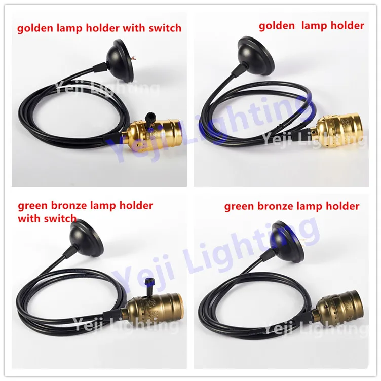 Подставка для лампы Эдисона с черным жемчугом и висячим проводом E27E26 ретро