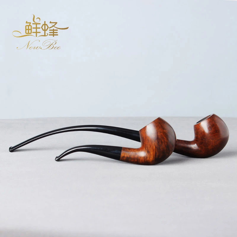 RU-NewBee Briar Wood tobacco smoking pipe with long stem mouthpiece+short mouthpiece 9 mm filter 10 cleaning Tools Tamper aa0038
