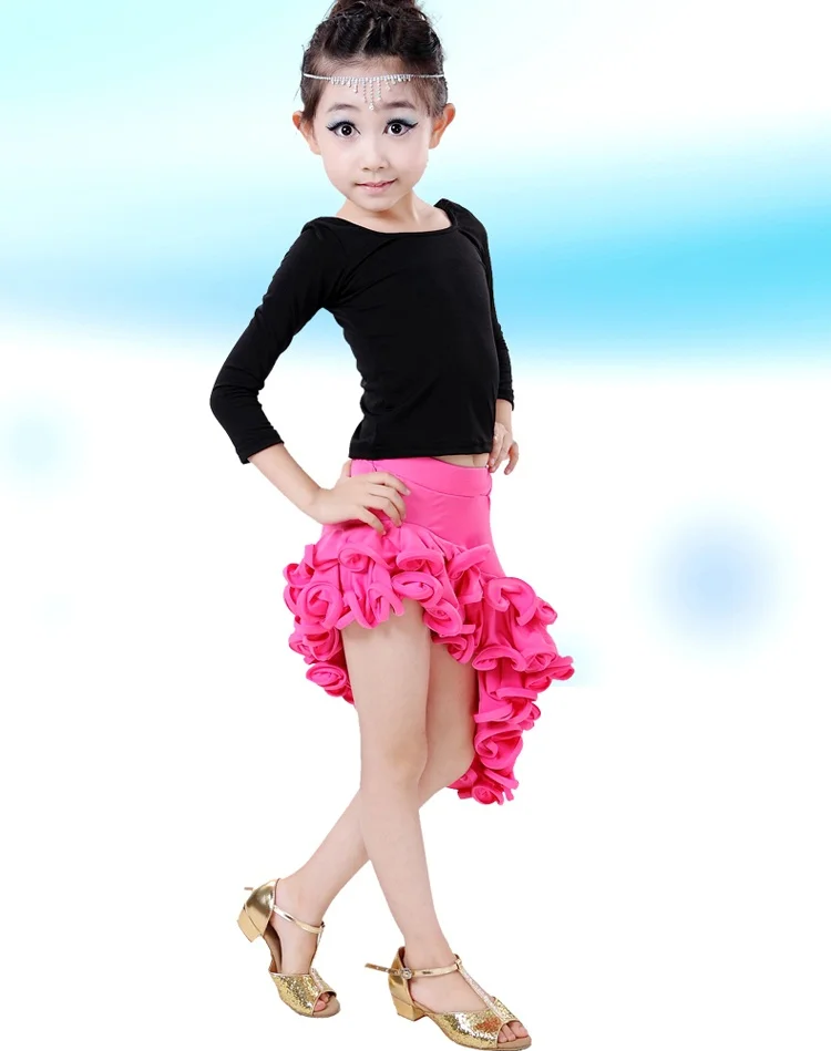 

2018 new Girls Kids Junior Latin Dance Dresses Children Lotus leaf Latin Ballroom Dress Sexy Cha Cha Salsa Rumba Dance Costume