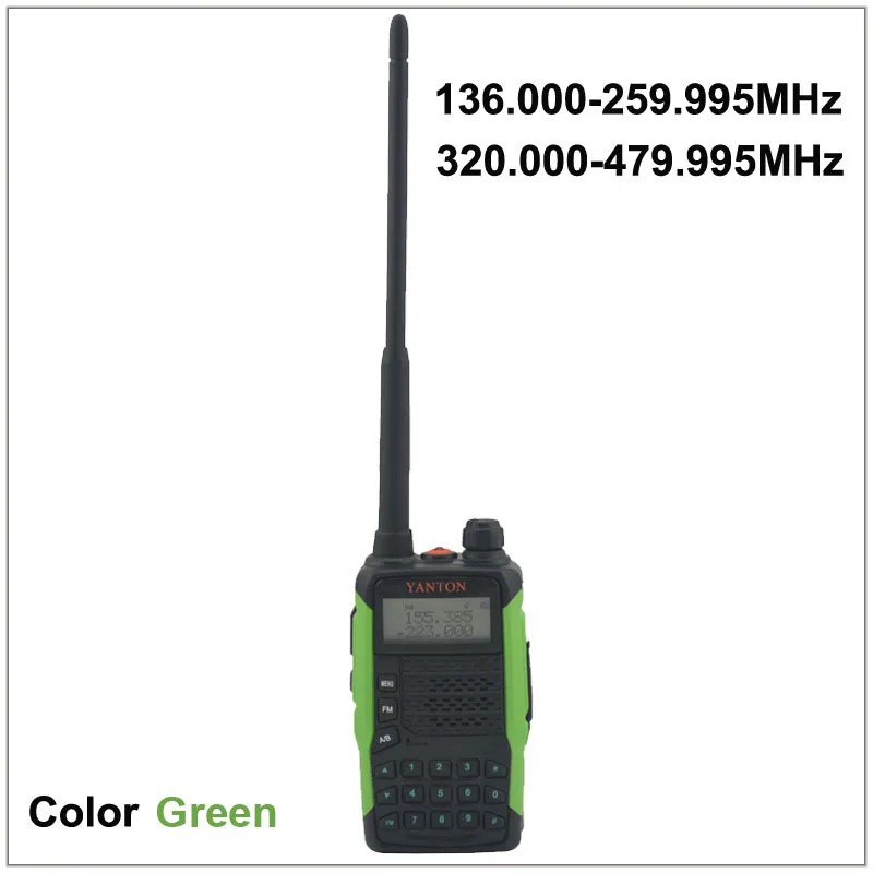 Dual Band FM Portable Two-way Radio YANTON GT-03 TX & RX both from 136.000-259.995MHz & 320.000-479.995MHz Color Green