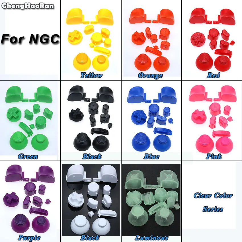 ChengHaoRan Button Set For Gamecube Controller Mod Colorful Complete D-Pad ABXY button with Thumbsticks Cap for NGC buttons set |