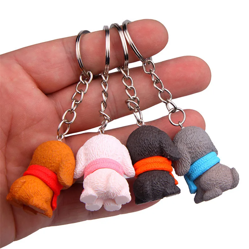 Cute Cartoon Scarf Dogs PVC Figures Toys Keychain Small Puppy Figuras Dolls Key Bag Pendants 4pcs/set 10 sets | Игрушки и хобби