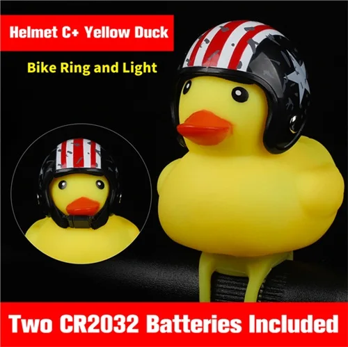 Duck with helmet C WEST BIKING, велосипедный звонок, водонепроницаемый светильник в виде рога для горного велосипеда, милый детский мультяшный желтая утка с колокольчиком для шлема, аксессуары для велоспорта - Цвет: Duck with helmet C