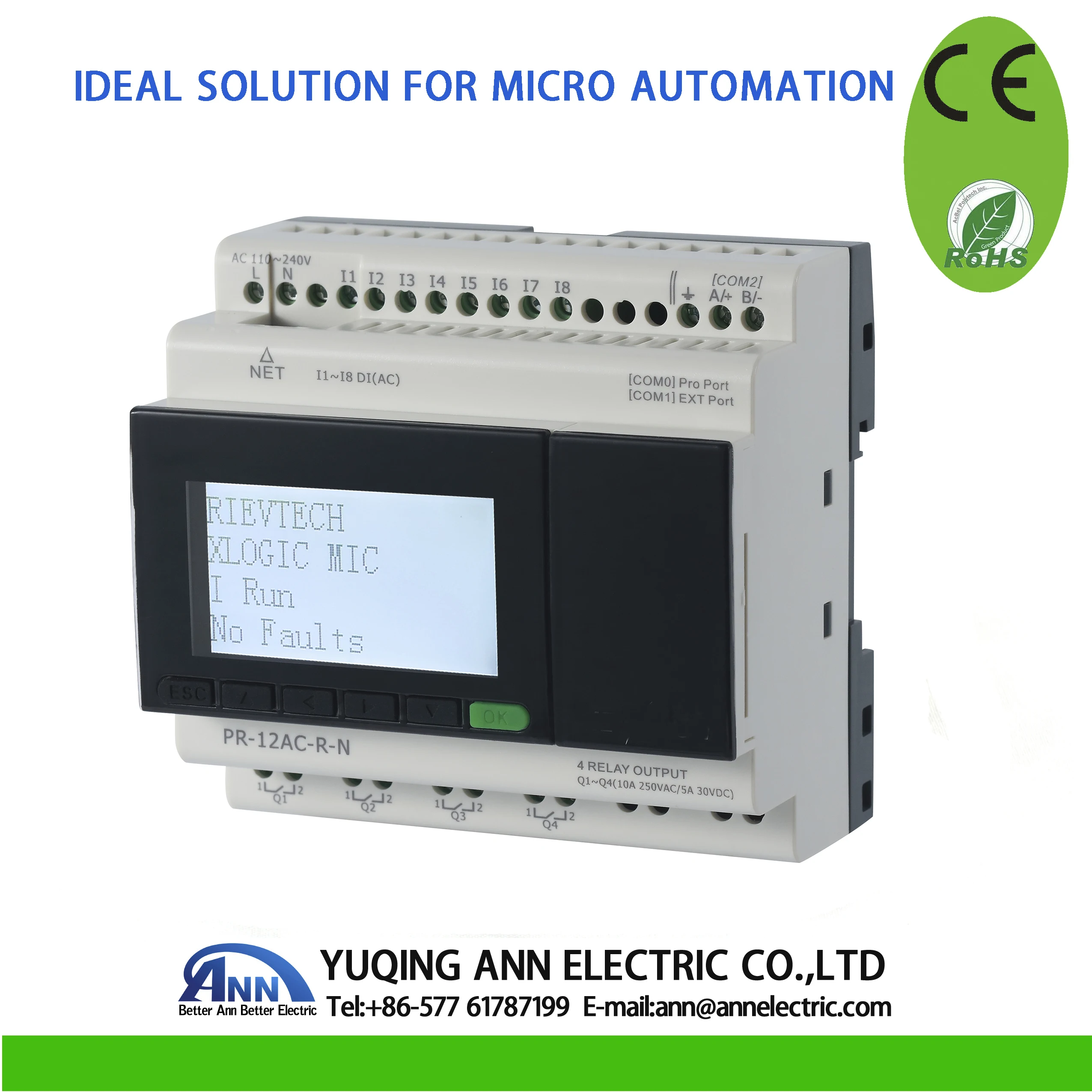 PR 12AC R N с ЖК дисплеем без кабеля AC 110 240 В 8 (I1 I8) 4 реле вывода Micro PLC умное