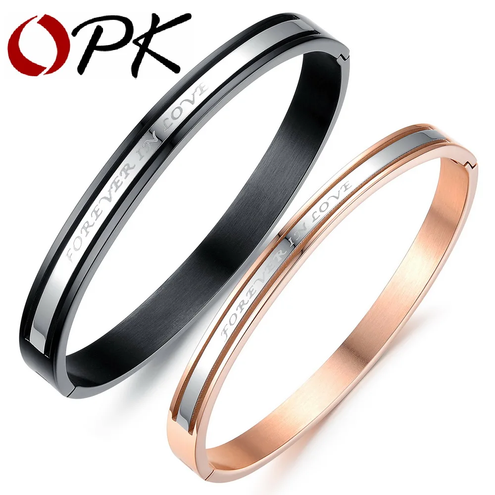 OPK брендовый романтичный браслет для влюбленных eastate Forever In Love черный круглый из