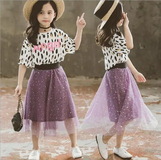 Одежда для девочек коллекция 2019 года летняя хлопковая Футболка с леопардовым