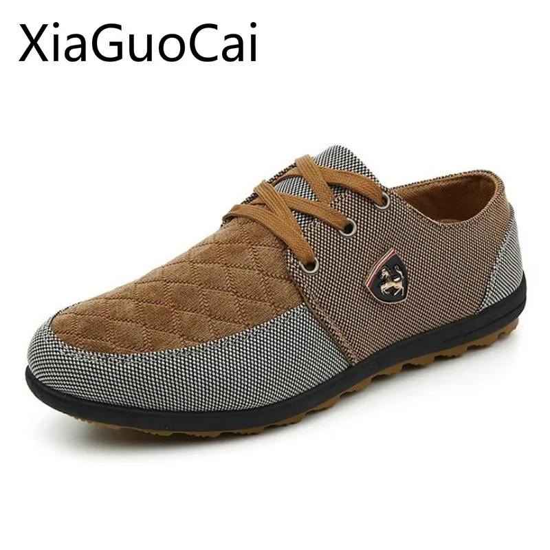

Hot Sale Fashion Men Flat Casual Shoes Breathable Patchwork Lace Up Moccasins for Male Fashion Breathable Men's Footwear