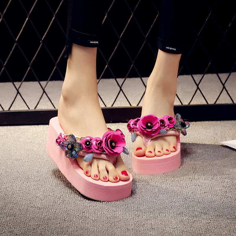 Модные женские босоножки вьетнамки на платформе Вьетнамки пляжная обувь с