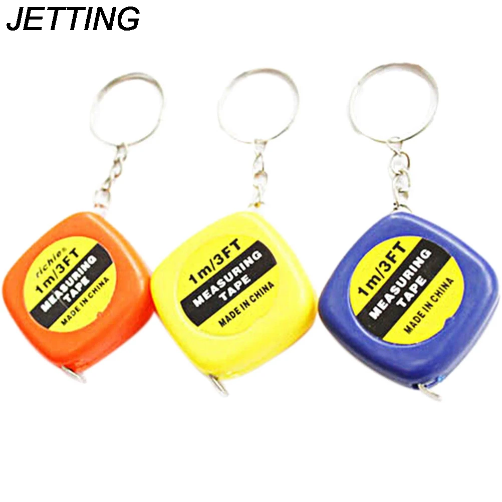 

JETTING 1PCS 1M Mini Tape Measures Keychain Key Ring Easy Retractable Tape Measure Pull Ruler Color Random Measuring Tools