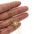 Женское ожерелье с подвеской в богемском стиле, изящное ожерелье с подвеской в форме подсолнуха и опала, изящное ожерелье с прозрачными цирконами