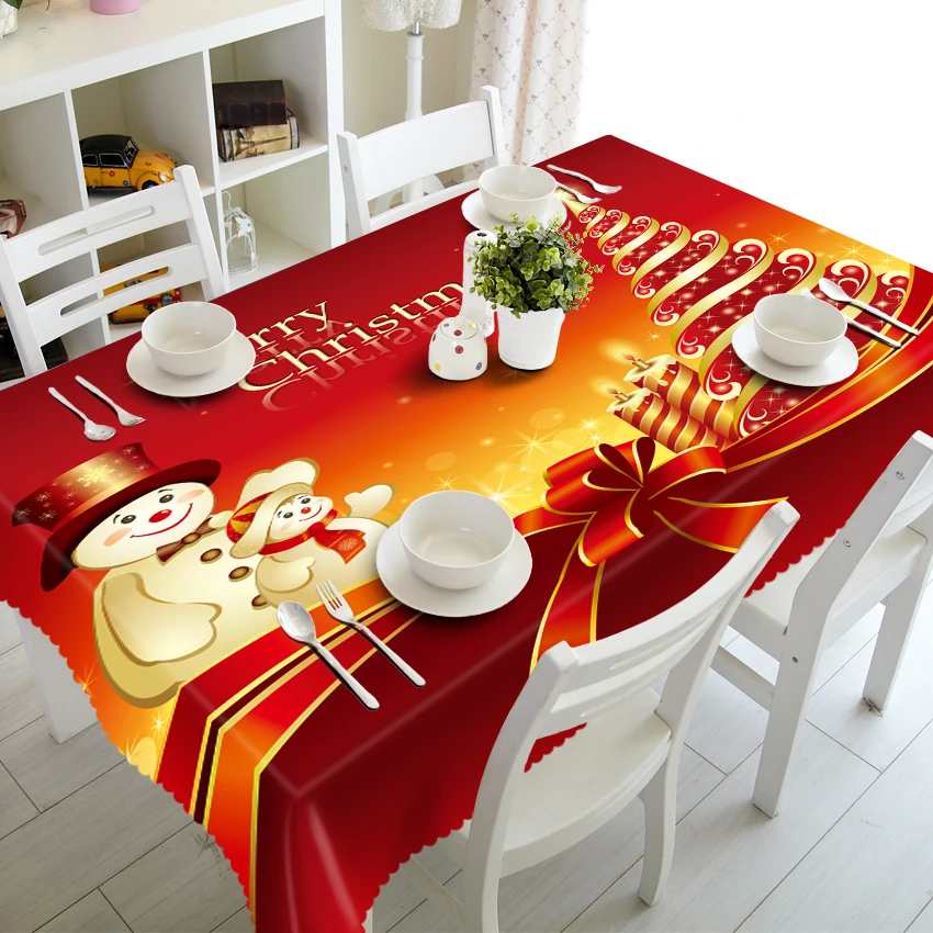 Рождественский подарок 3D скатерть с фейерверком Рождеством водонепроницаемая