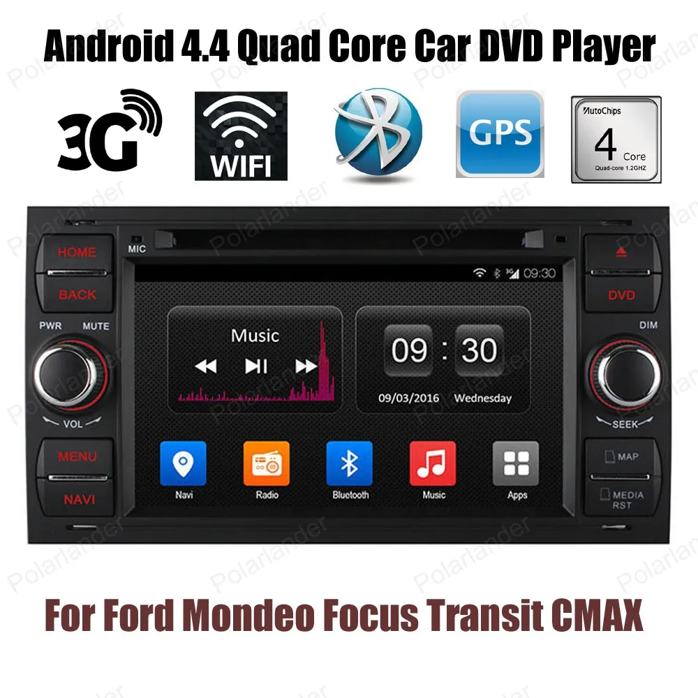 1024*600 Android 4 четырехъядерный автомобильный dvd-плеер для Ford Mondeo Focus Transit C-MAX GPS BT wifi