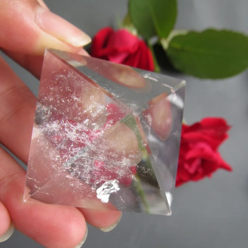 40*40mm Transparent Natural Clear Quartz Crystal pyramid Points Single Terminated Wand Polished Reiki Healing Specimen | Дом и сад