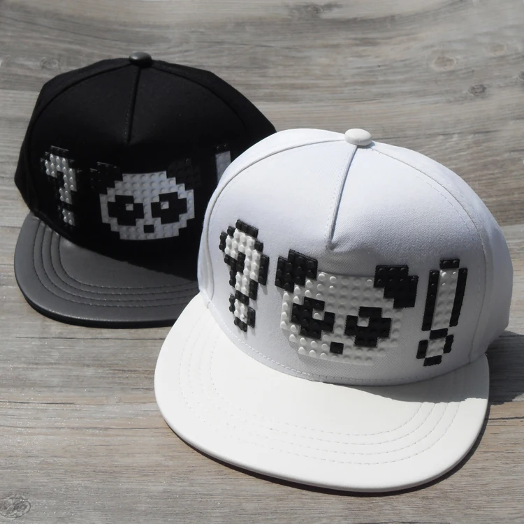 Interest in black and white panda letters lego stereo design hip-hop flat along the couple baseball hat chun xia men women |