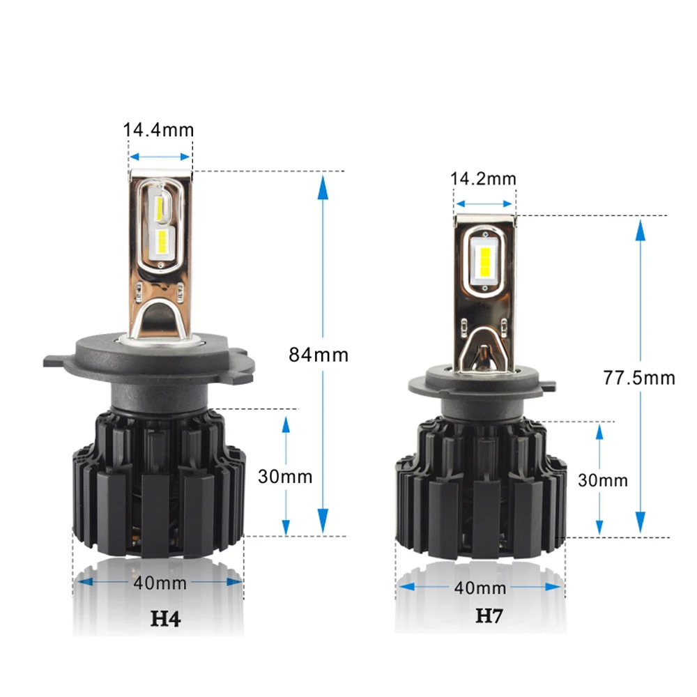 2шт H7 100W 13600LM P9 светодиодный фонарь CSP чипы белый 6000K передние лампы с одним