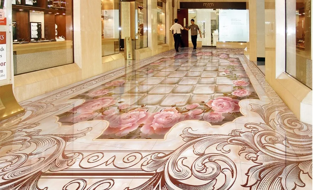 Custom Photo Floor 3D Wallpaper Modern Art 3d Marble Flower PVC waterproof floor | Обустройство дома